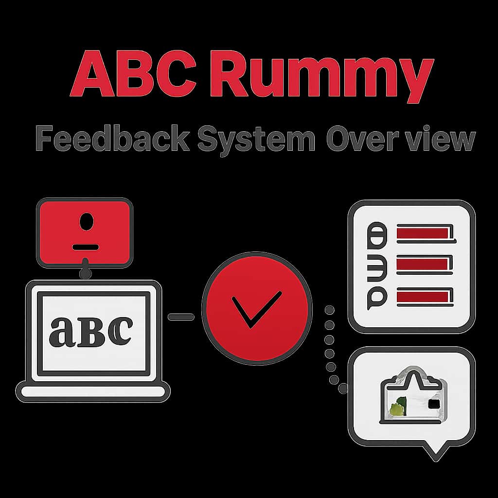 Educational diagram of the ABC Rummy Feedback System Overview.