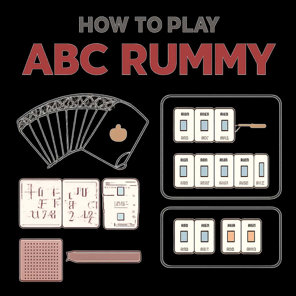 An educational diagram demonstrating the rules of ABC Rummy.