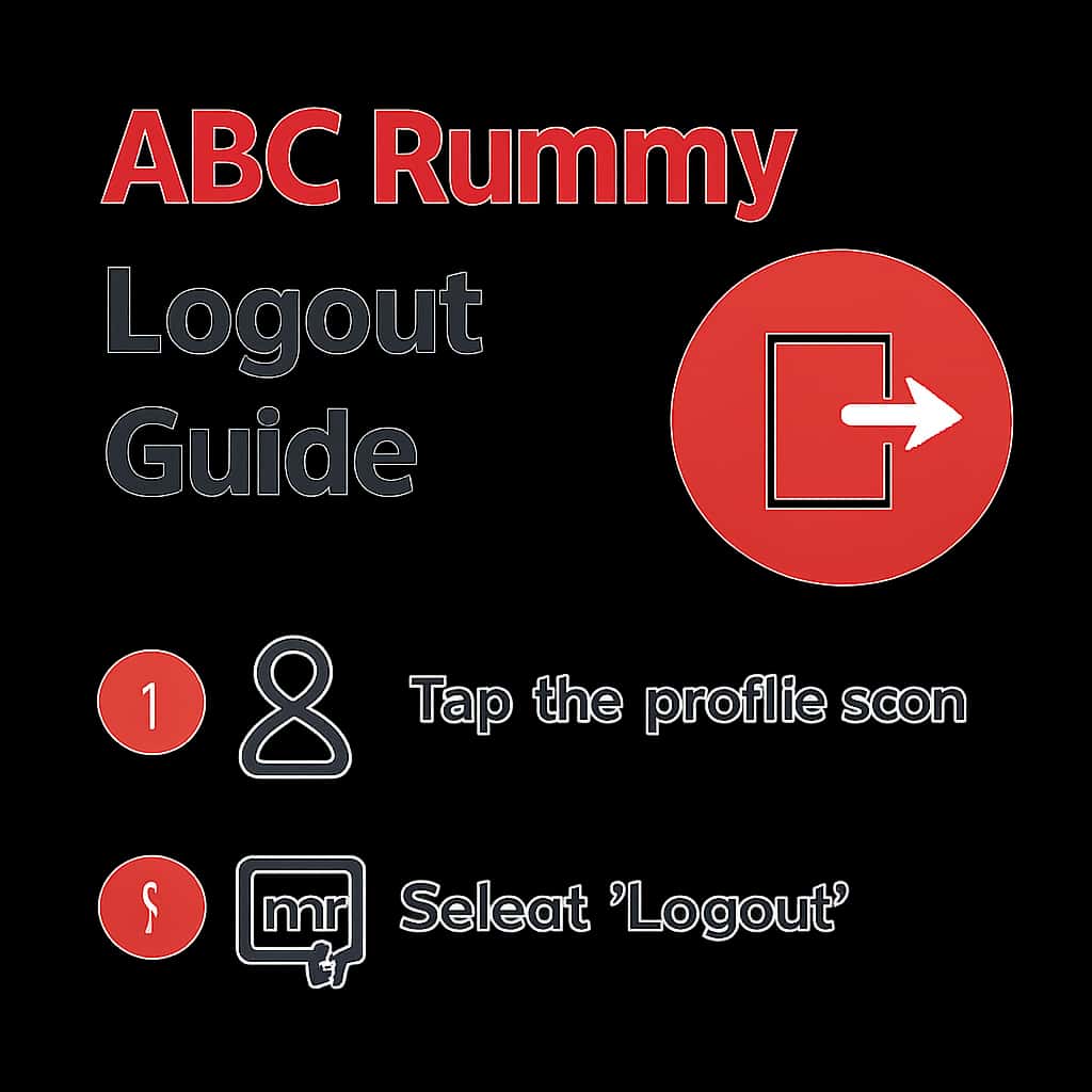 An illustration showcasing the steps for logging out of ABC Rummy.