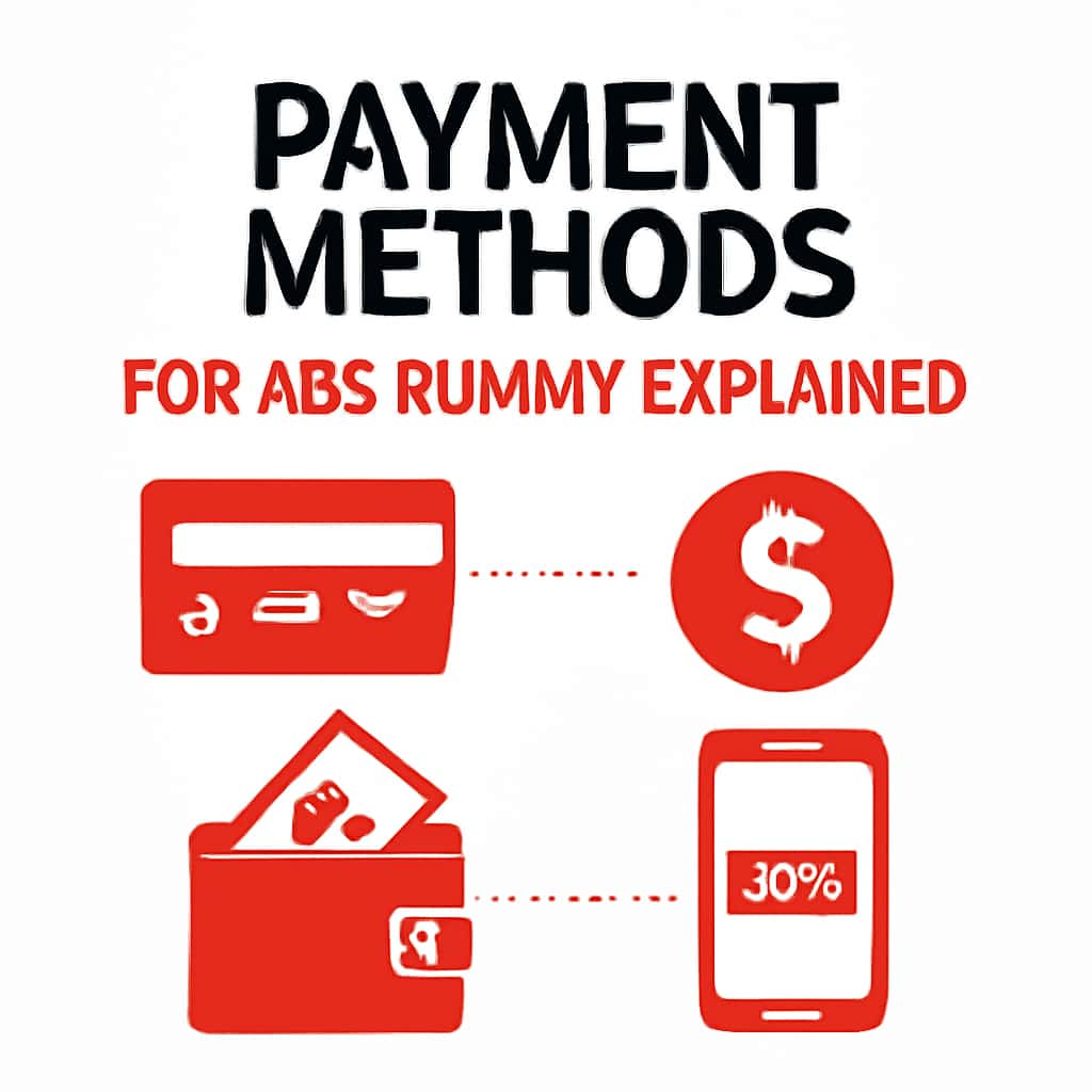 Illustration detailing payment options for ABC Rummy.