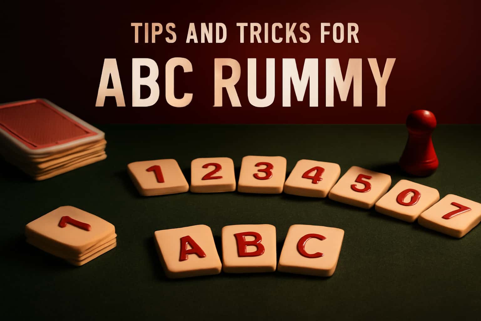 An informational graphic showcasing tips for playing ABC Rummy.