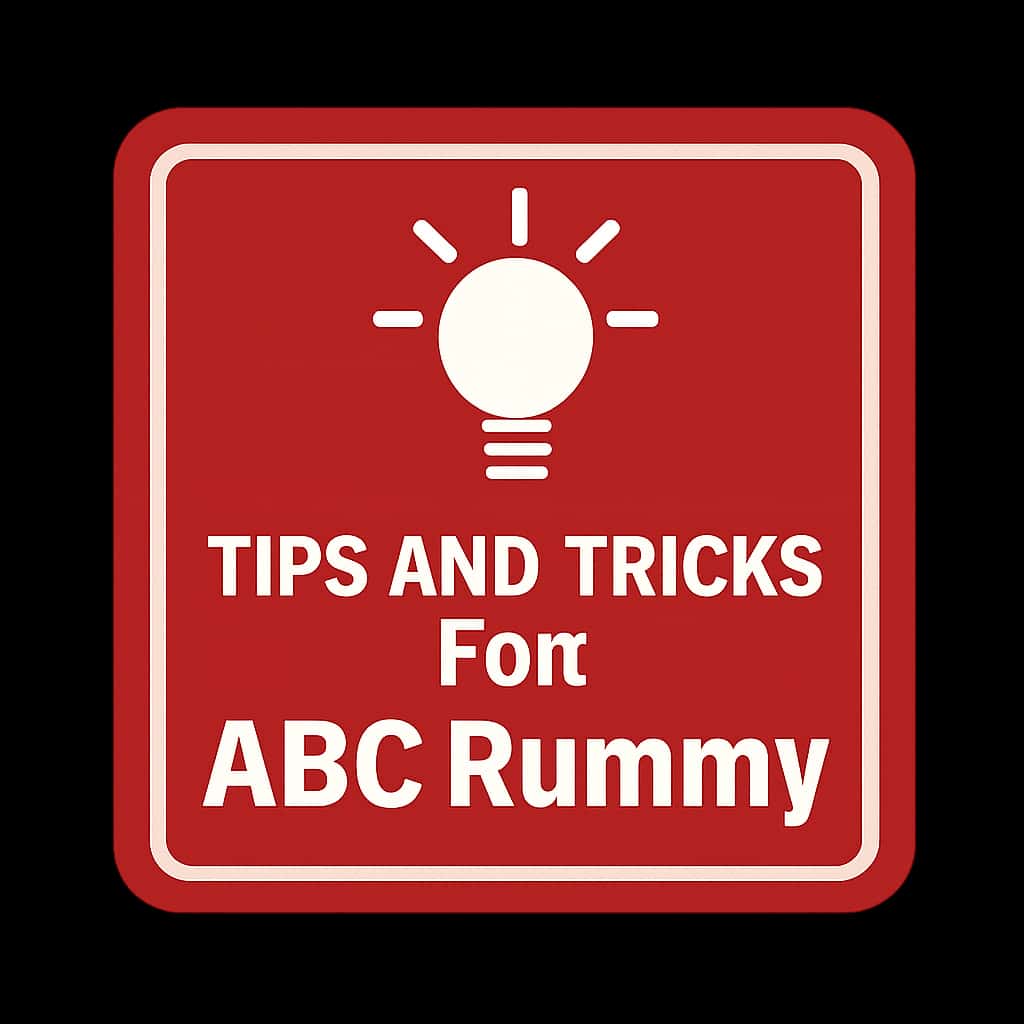 A badge representing tips for ABC Rummy.