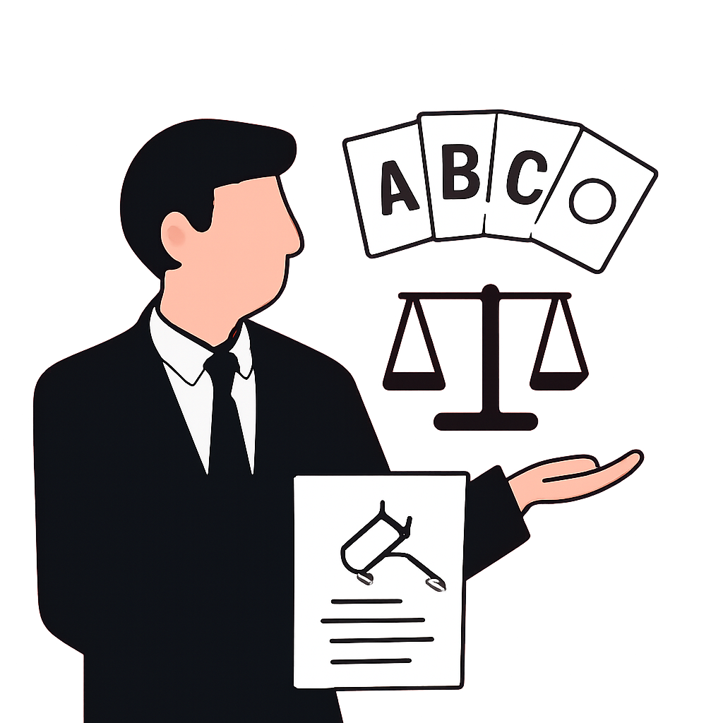 An educational diagram illustrating the key features of ABC Rummy.