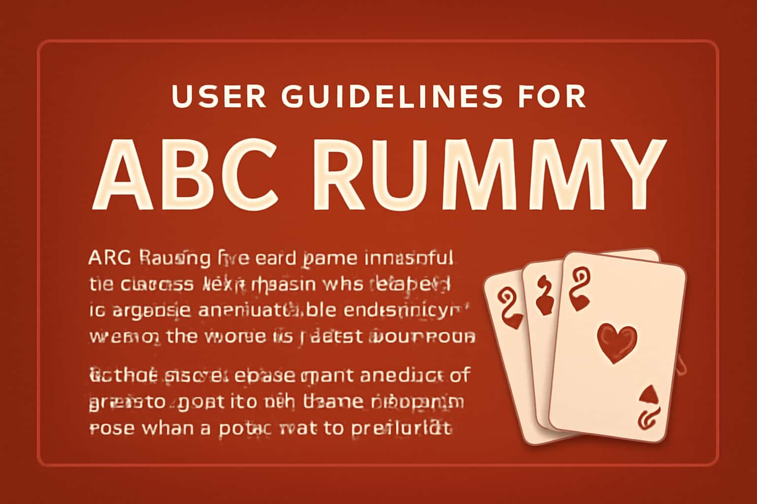 Informational scene depicting User Guidelines for ABC Rummy.