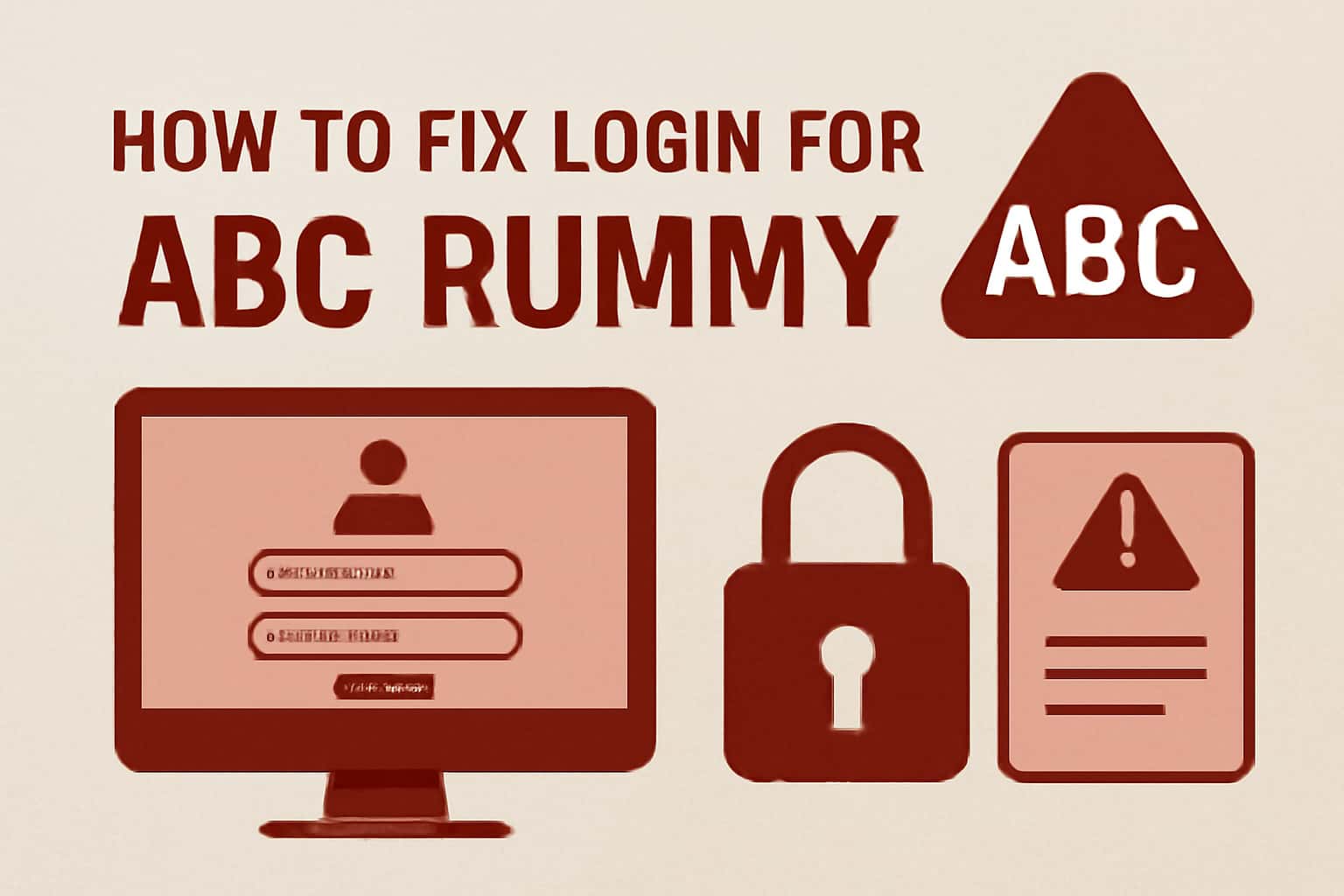 An informative graphic illustrating how to resolve login issues for ABC Rummy.
